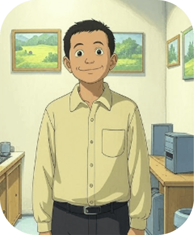 Happy man in office